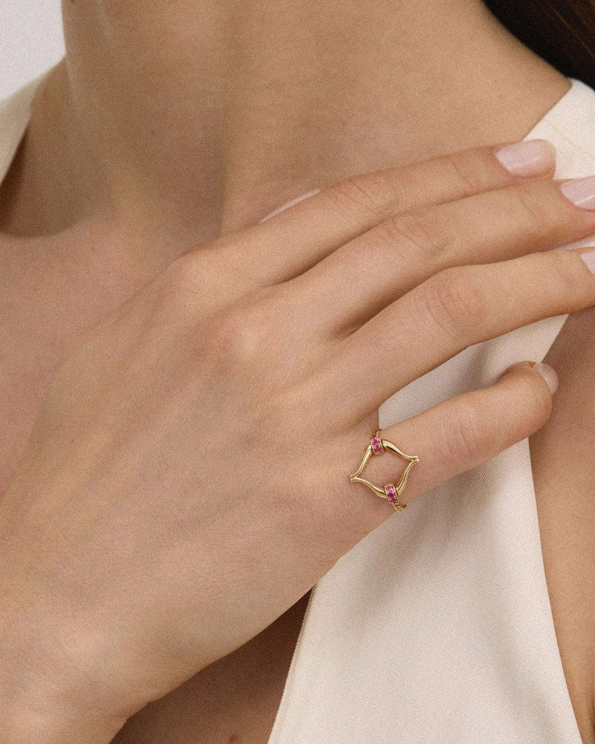 Bague Eboris Link pavée Pink Martini
