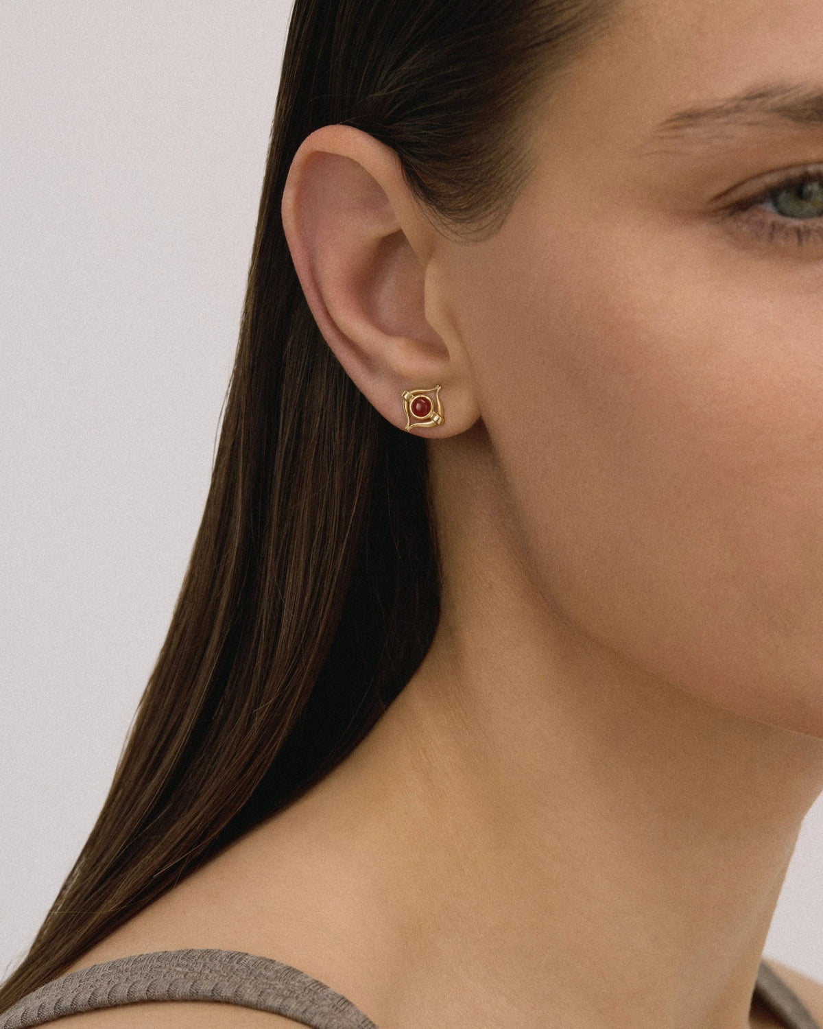 Puce D'Oreille Eboris Bud Agate Orange