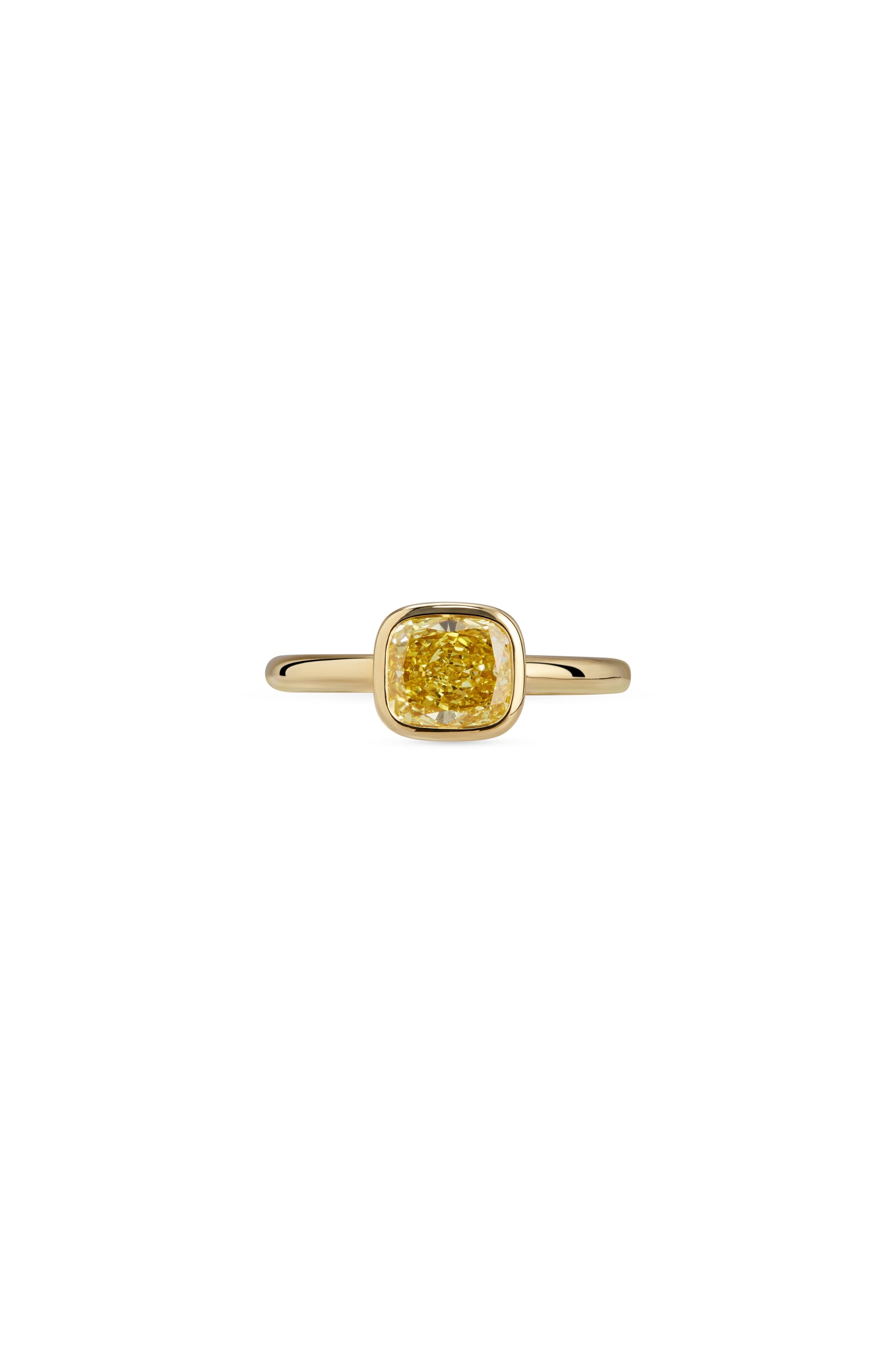 Yellow Cushion Solitaire